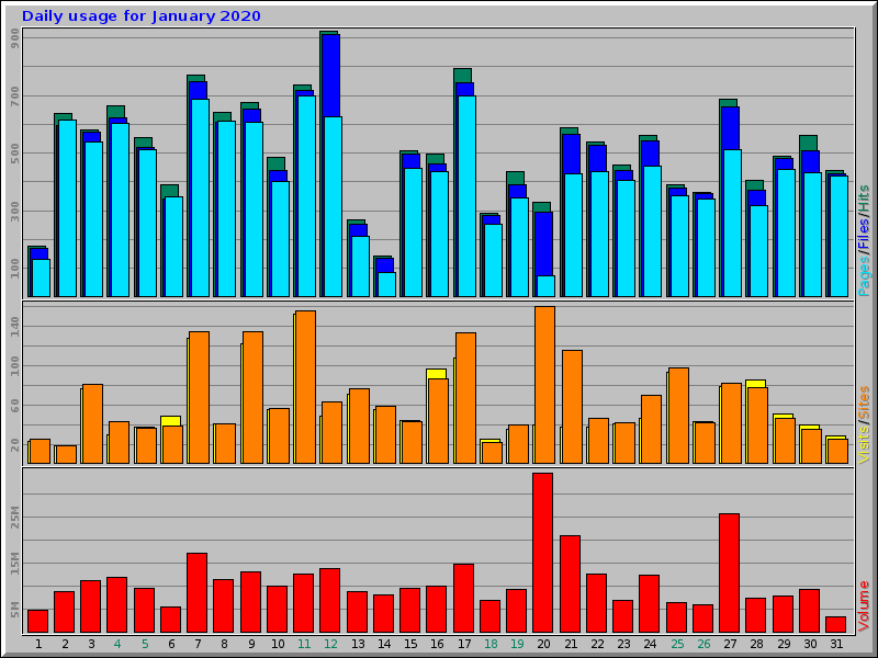 Daily usage for January 2020