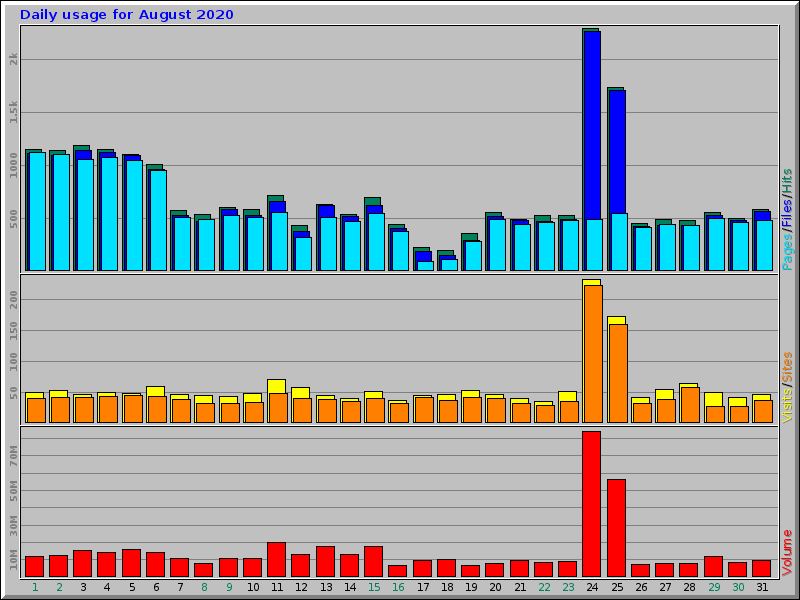 Daily usage for August 2020