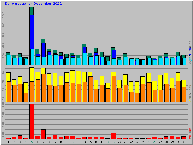 Daily usage for December 2021