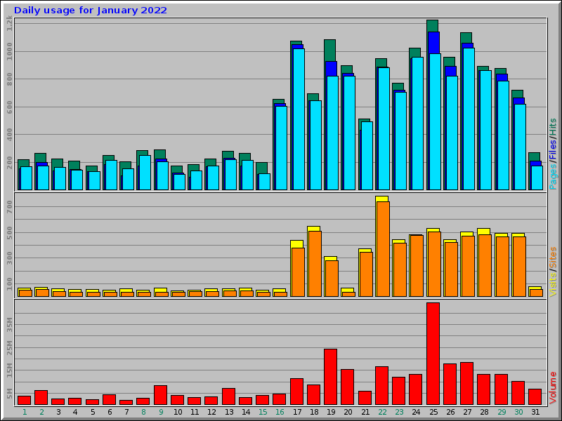 Daily usage for January 2022