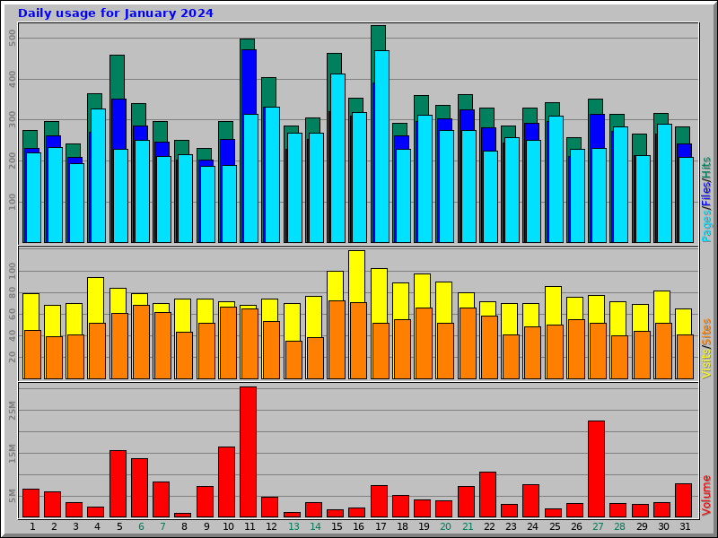 Daily usage for January 2024