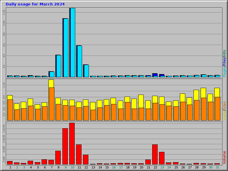 Daily usage for March 2024