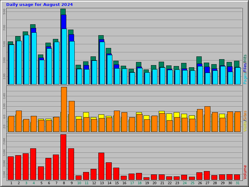 Daily usage for August 2024