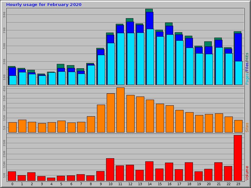 Hourly usage for February 2020