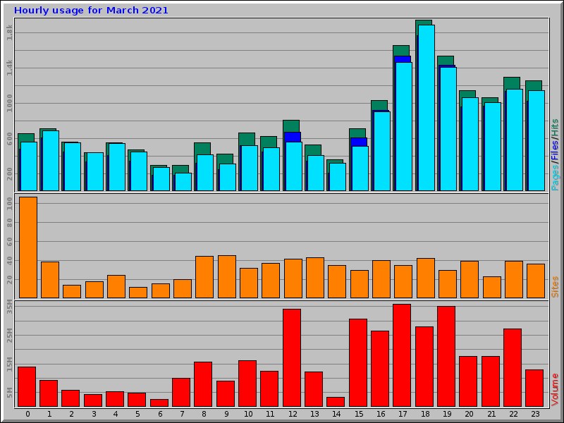 Hourly usage for March 2021