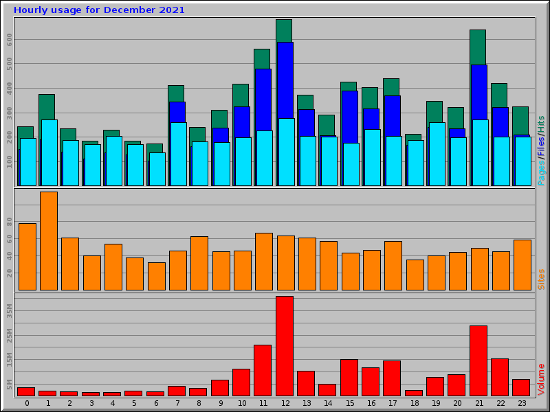 Hourly usage for December 2021