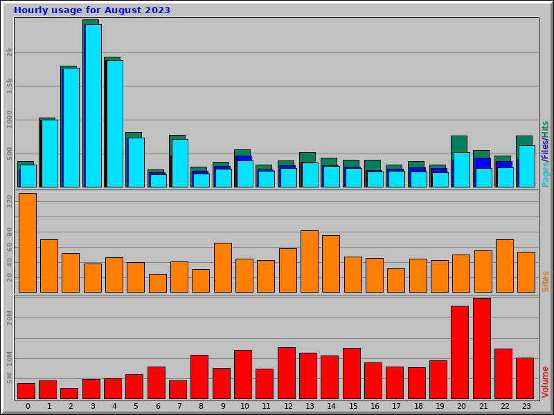 Hourly usage for August 2023