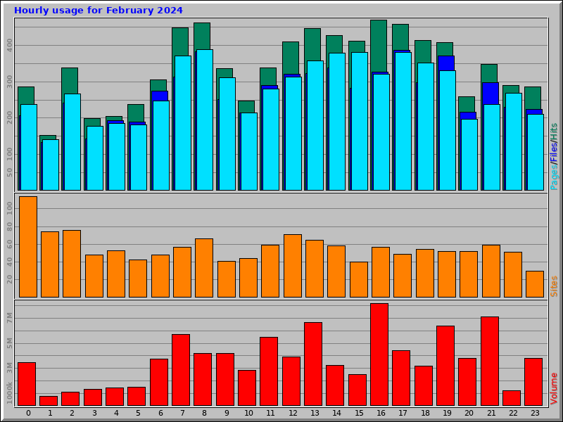 Hourly usage for February 2024