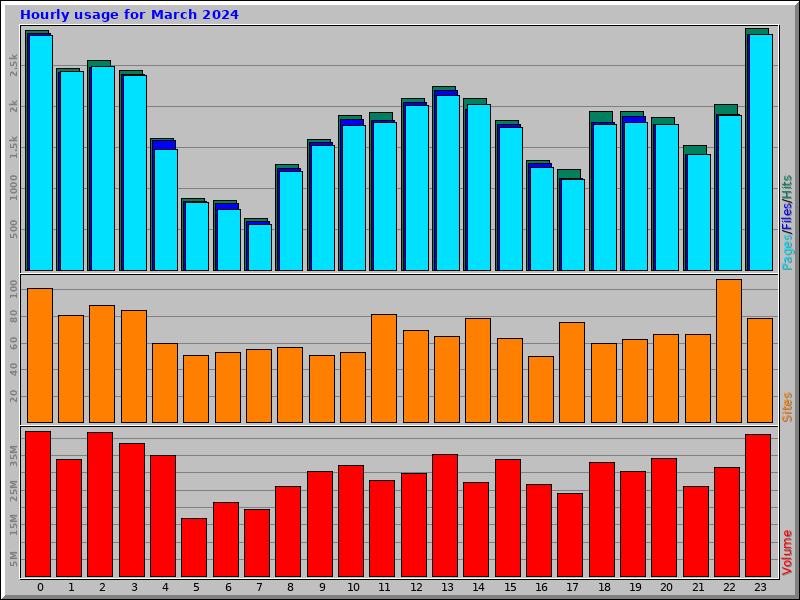 Hourly usage for March 2024